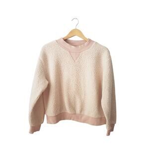 Who What Wear Teddy Fleece Crewneck Sweatshirt Beige Size Large